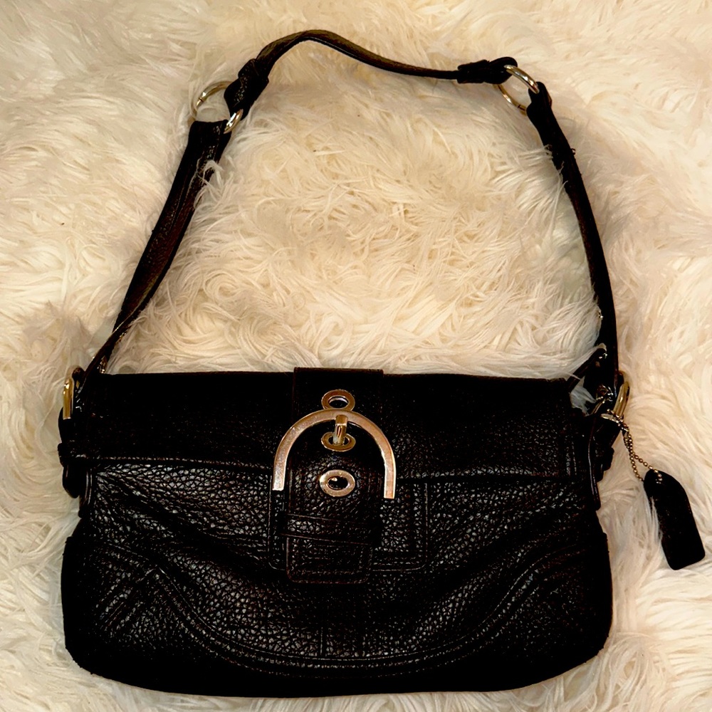 Deep brown leather coach purse